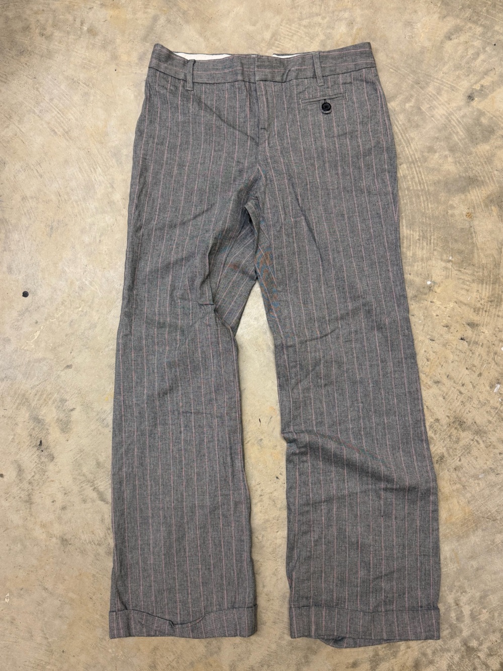 GAP Gray Y2K Dress Pants with Pink Pinstripes